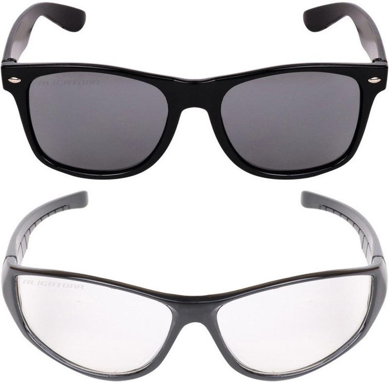 UV Protection Wayfarer, Sports Sunglasses (45)  (For Men & Women, Black, Clear)