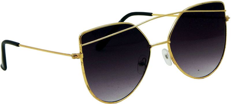 UV Protection, Mirrored Cat-eye Sunglasses (Free Size)  (For Men, Black)