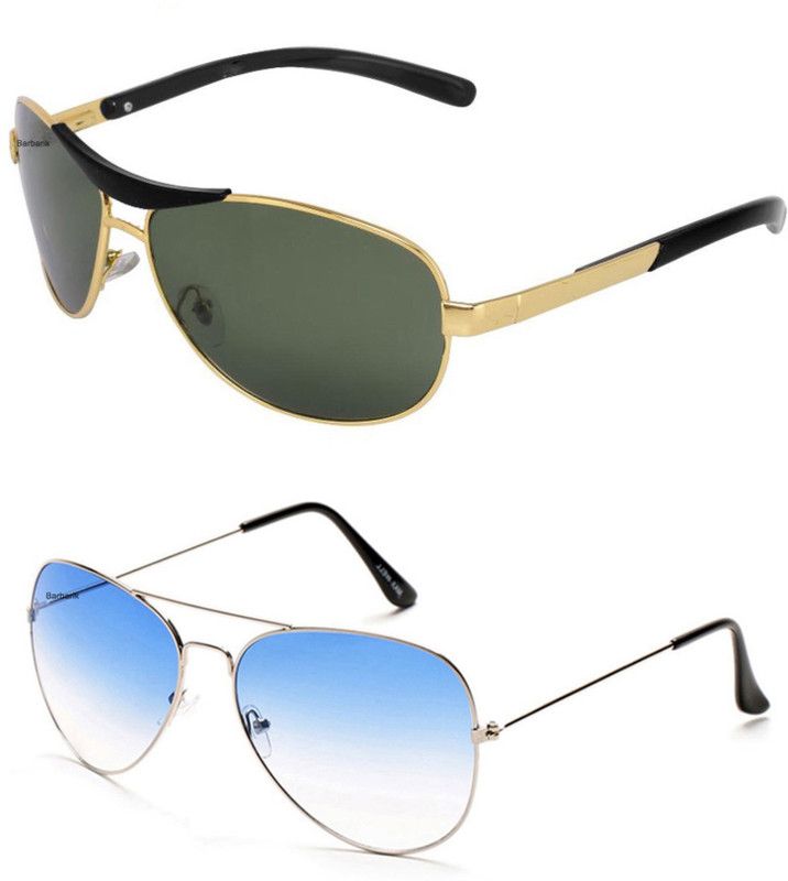 UV Protection Wrap-around, Aviator Sunglasses (Free Size)  (For Men & Women, Blue, Green)