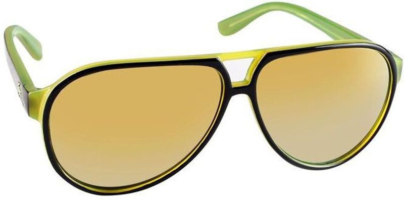 Mirrored Aviator Sunglasses (59)  (For Men & Women, Yellow)