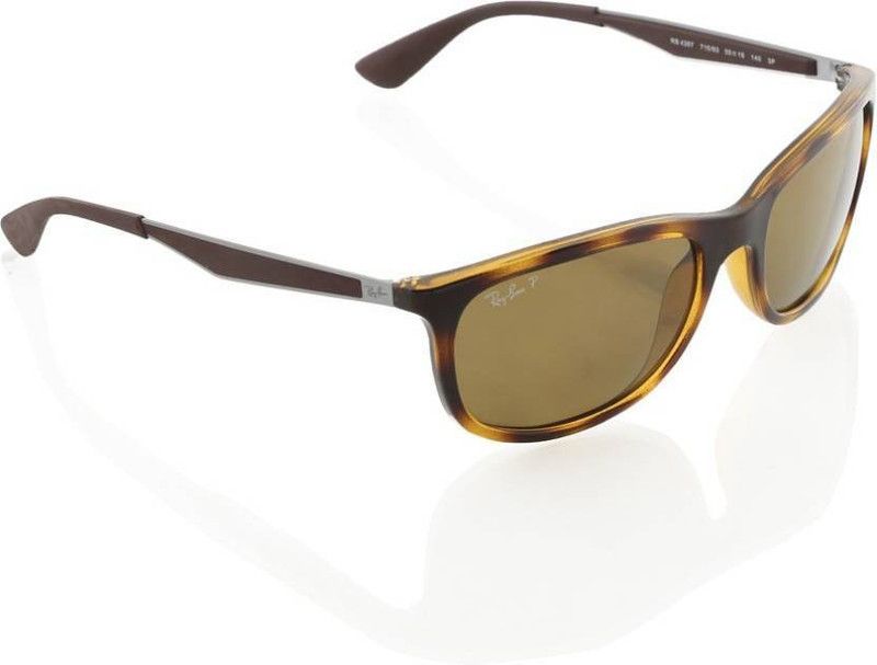 Polarized, UV Protection Retro Square Sunglasses (59)  (For Men, Brown)