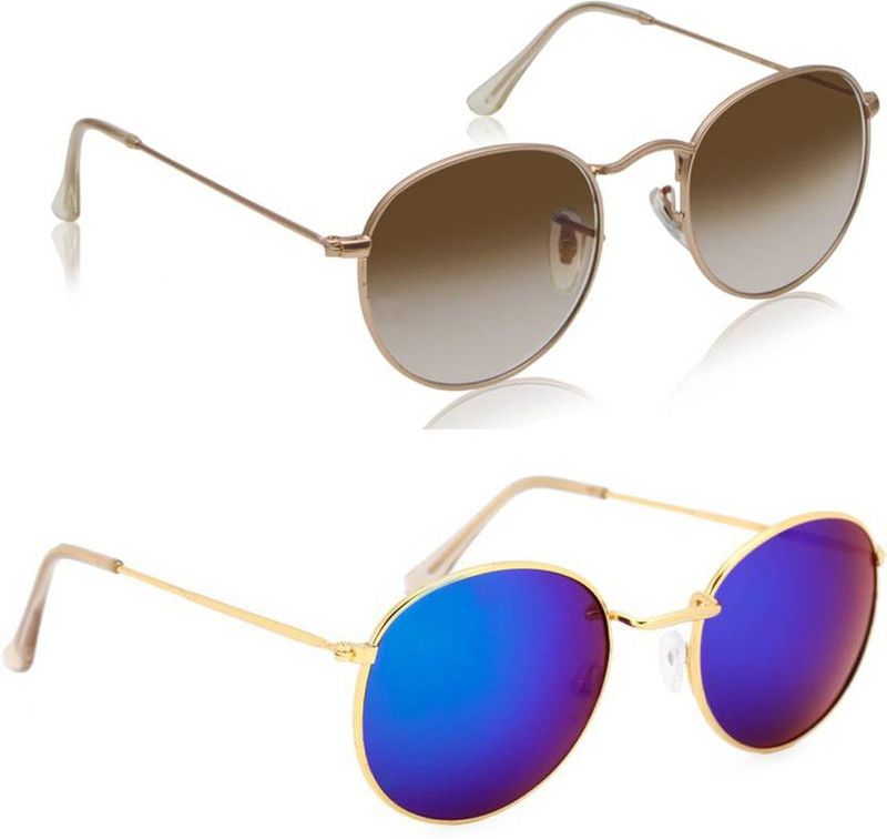 UV Protection, Mirrored Oval Sunglasses (50)  (For Men & Women, Brown, Green)