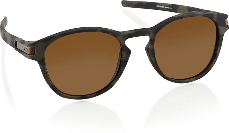 LATCH Oval Sunglass  (For Men, Brown)