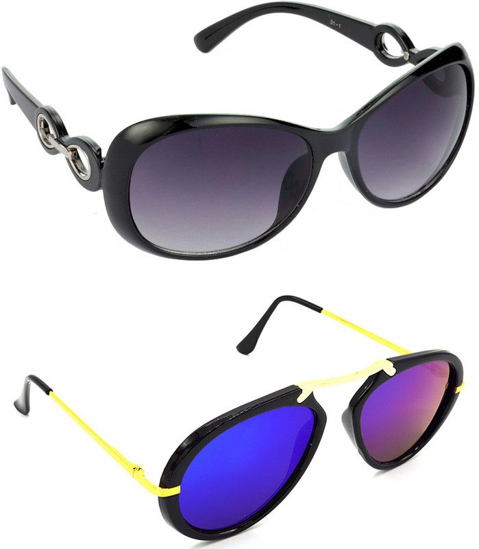 UV Protection Over-sized Sunglasses (58)  (For Men & Women, Grey, Pink)