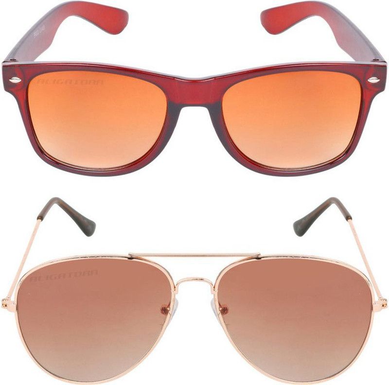 UV Protection Wayfarer, Aviator Sunglasses (45)  (For Men & Women, Brown, Brown)