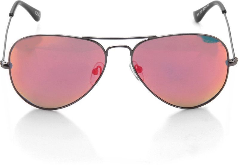Polarized, Mirrored Aviator Sunglasses (58)  (For Men & Women, Red)