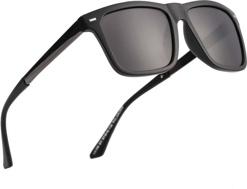 Polarized, UV Protection Wayfarer Sunglasses (57)  (For Men & Women, Black)