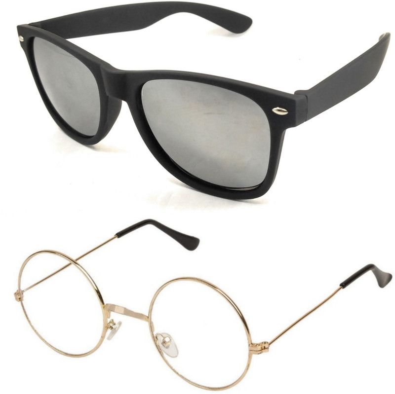 UV Protection Round Sunglasses (Free Size)  (For Men & Women, Clear, Silver)