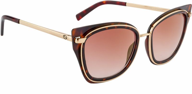 Mirrored Cat-eye Sunglasses (54)  (For Women, Brown, Golden)