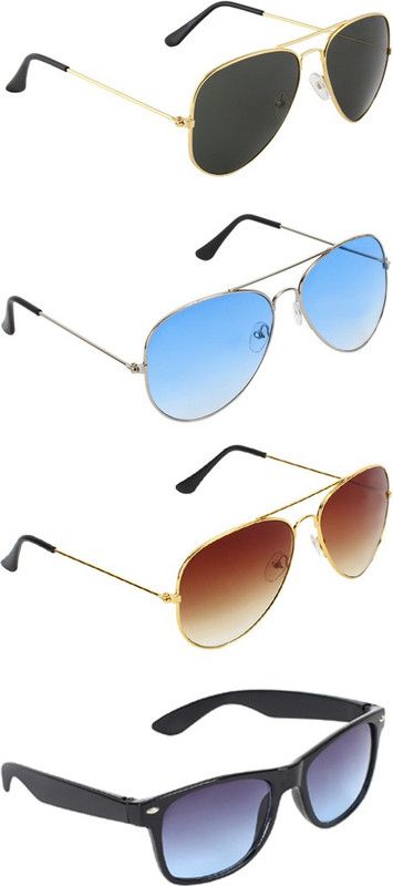 Gradient, UV Protection Aviator, Aviator, Aviator, Wayfarer Sunglasses (55)  (For Men & Women, Black, Blue, Brown, Blue)