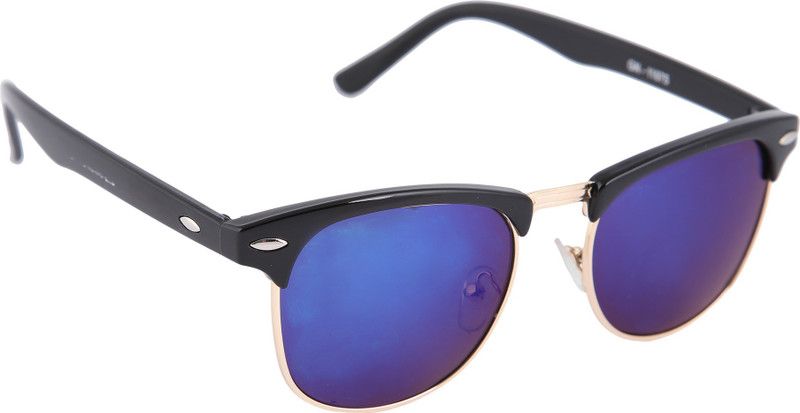 UV Protection, Mirrored Wayfarer Sunglasses (52)  (For Boys & Girls, Blue, Black)