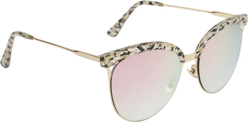 Mirrored Cat-eye Sunglasses (56)  (For Women, Blue, Pink)