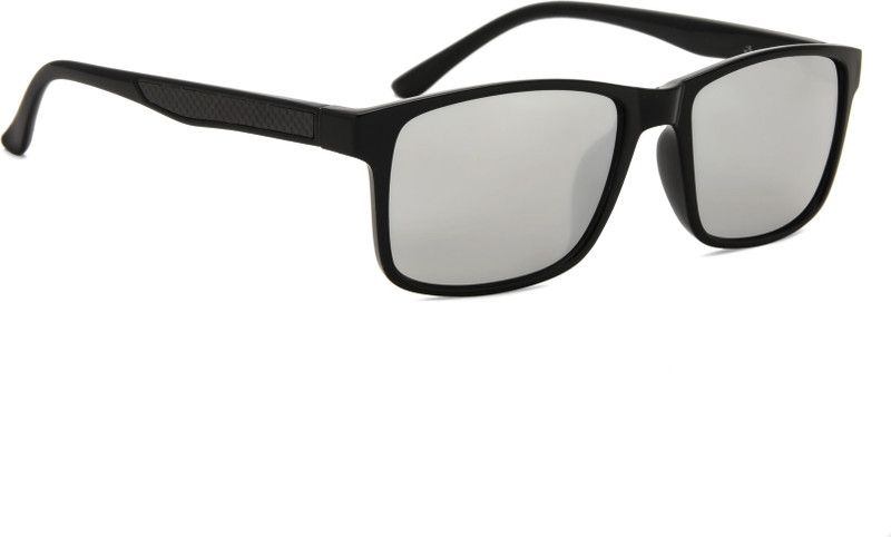 Mirrored Rectangular Sunglasses (52)  (For Men & Women, Silver)