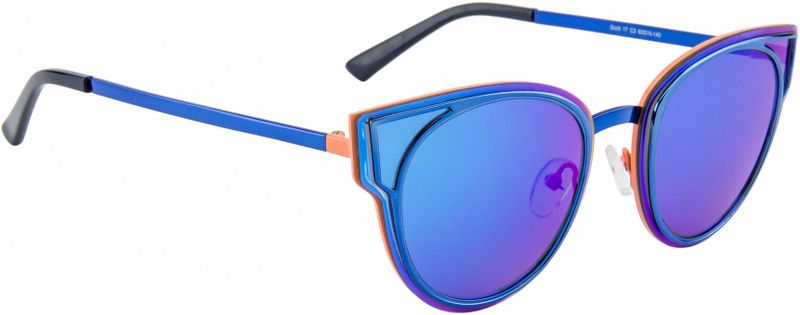 Mirrored Cat-eye Sunglasses (57)  (For Women, Brown, Blue)