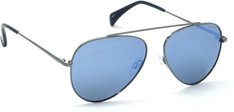 Polarized, Mirrored Aviator Sunglasses (58)  (For Men & Women, Blue)