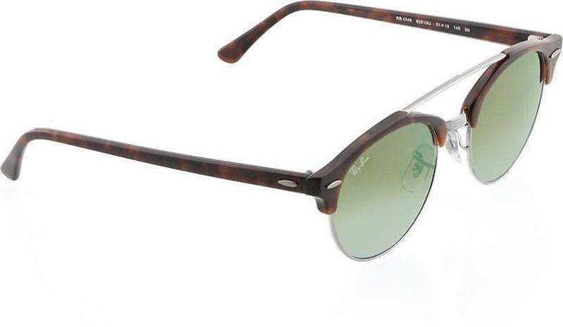 Mirrored Round, Clubmaster Sunglasses (Free Size)  (For Men, Green)