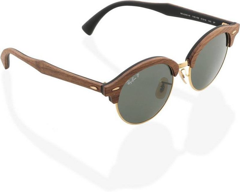 Polarized, UV Protection Clubmaster Sunglasses (51)  (For Men & Women, Green)