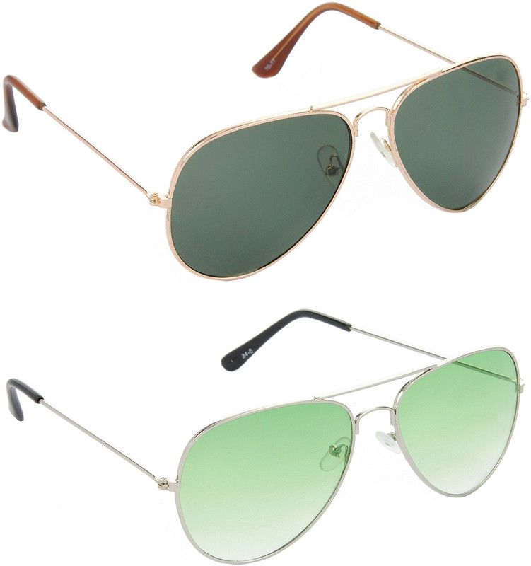 Gradient, Mirrored, UV Protection Aviator Sunglasses (Free Size)  (For Men & Women, Green, Green)