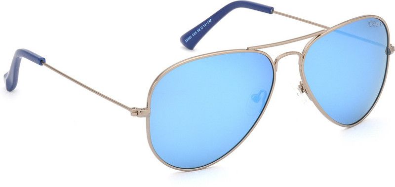 Mirrored, Polarized Aviator Sunglasses (58)  (For Men & Women, Blue)