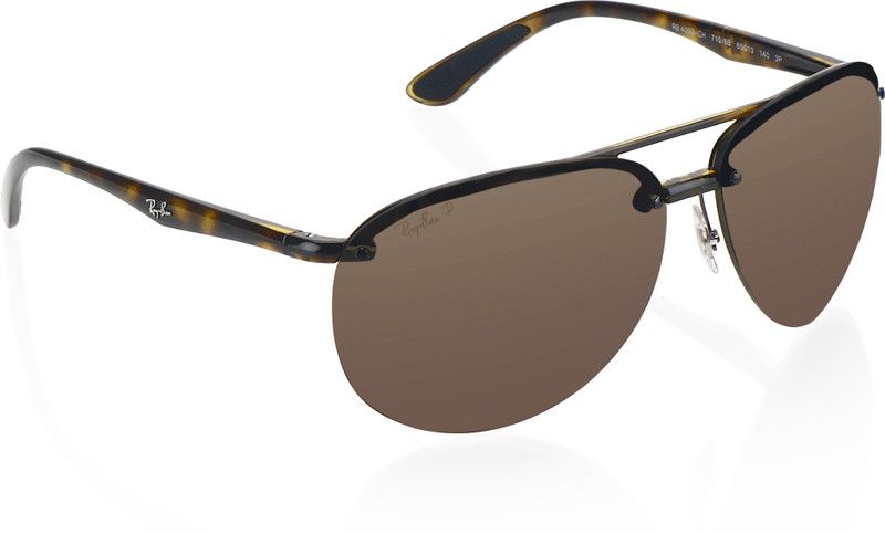 Polarized Aviator Sunglasses (64)  (For Men, Violet)