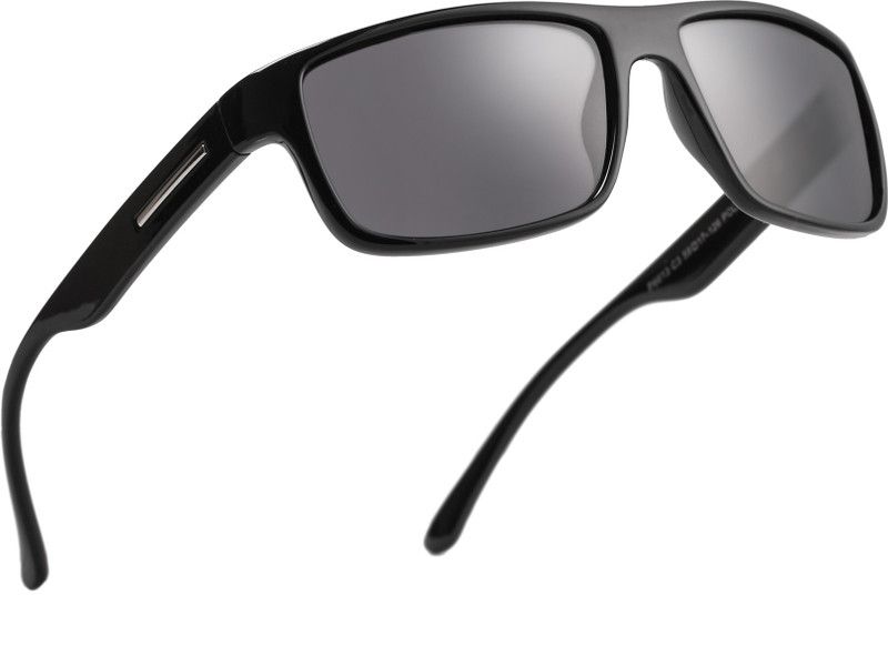 Polarized, UV Protection Rectangular Sunglasses (59)  (For Men & Women, Black)