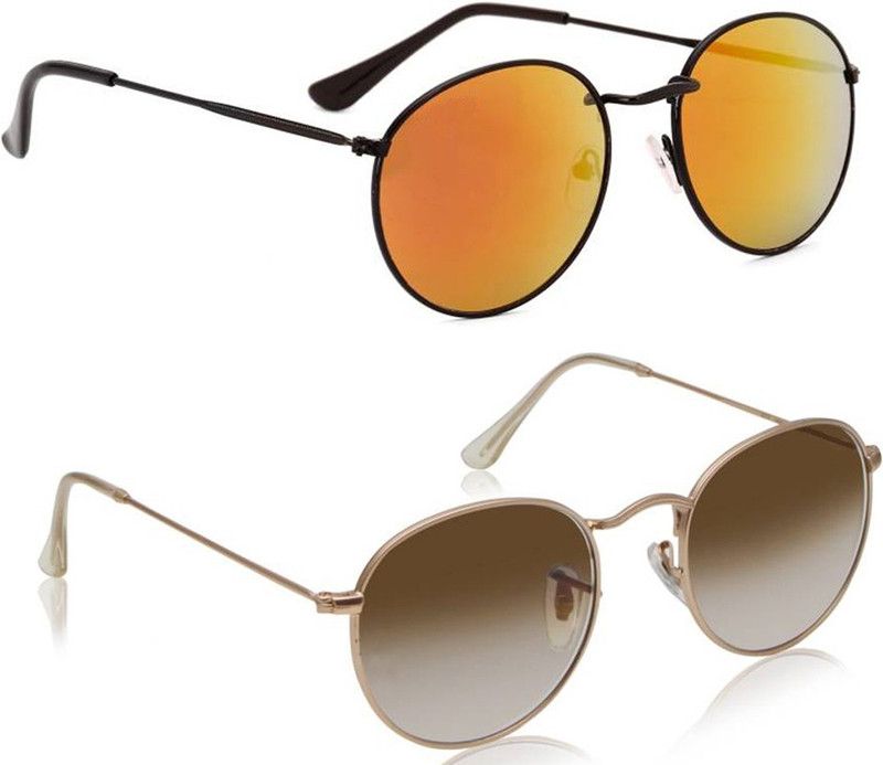 UV Protection, Mirrored Oval Sunglasses (50)  (For Boys & Girls, Yellow, Brown)