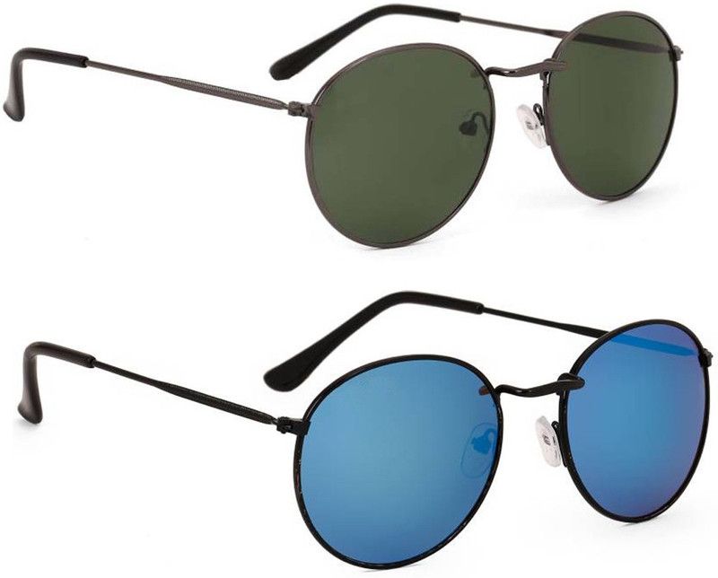 UV Protection, Mirrored Oval Sunglasses (50)  (For Men & Women, Blue, Green)