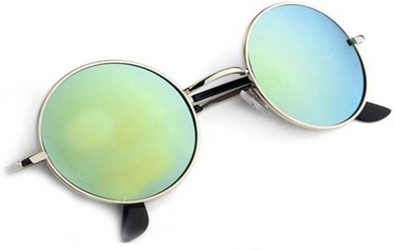 Mirrored, UV Protection Round Sunglasses (Free Size)  (For Men & Women, Green)