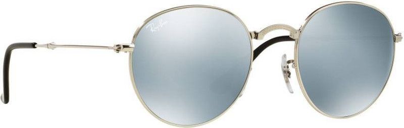 Mirrored Round Sunglasses (53)  (For Men, Silver)