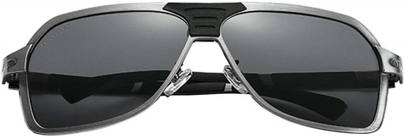 Polarized, Mirrored, UV Protection Rectangular Sunglasses (65)  (For Men & Women, Black)