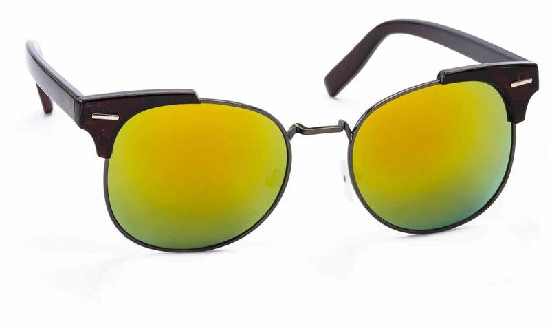 UV Protection Clubmaster Sunglasses (51)  (For Men & Women, Brown, Grey, Yellow)