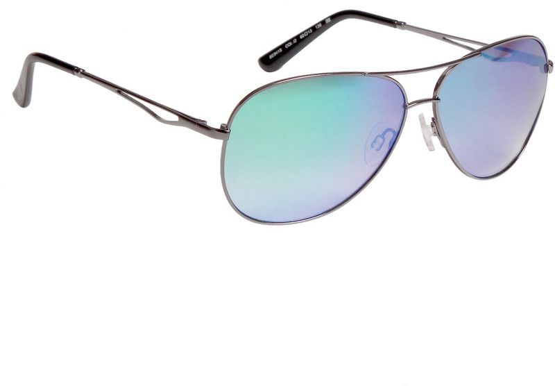 Mirrored Aviator Sunglasses (59)  (For Men, Grey, Green)