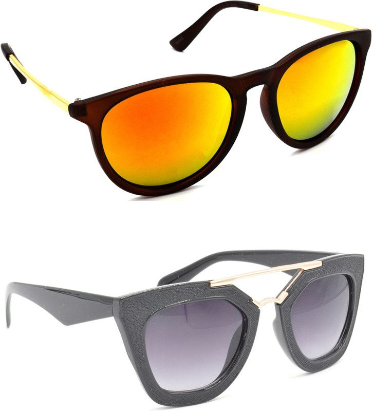UV Protection, Night Vision Wayfarer Sunglasses (58)  (For Men & Women, Golden, Grey)