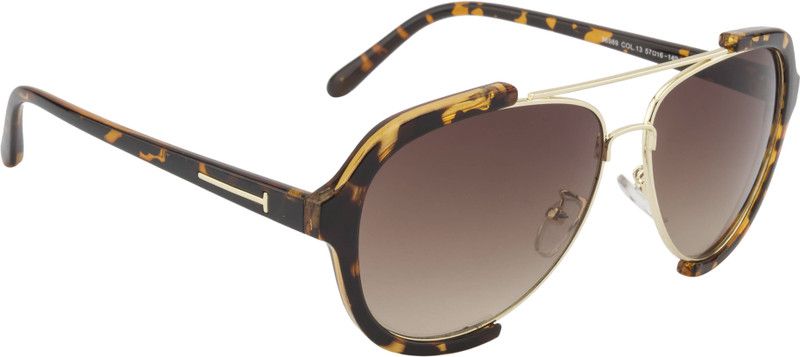Gradient Aviator Sunglasses (57)  (For Men & Women, Brown)