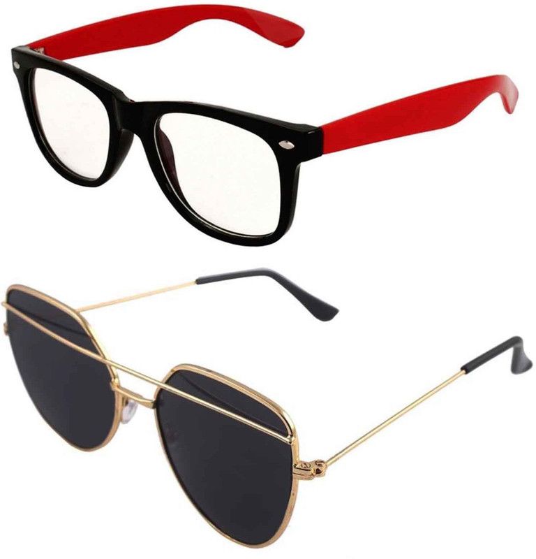 UV Protection Retro Square, Wayfarer Sunglasses (Free Size)  (For Men & Women, Black, Clear)