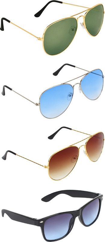 Gradient, UV Protection Aviator, Aviator, Aviator, Wayfarer Sunglasses (55)  (For Men & Women, Green, Blue, Brown, Blue)