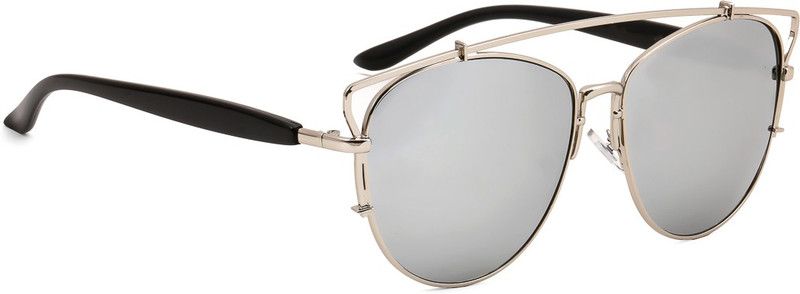 Mirrored Oval Sunglasses (55)  (For Women, Silver)