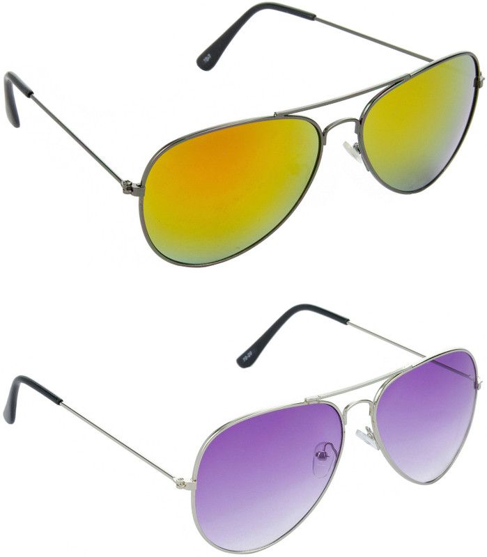 UV Protection Aviator Sunglasses (58)  (For Men, Yellow, Violet)