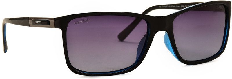 Polarized Rectangular Sunglasses (57)  (For Men & Women, Blue)