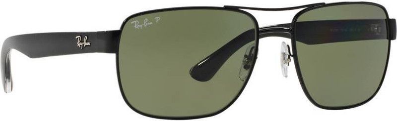 Polarized Retro Square Sunglasses (58)  (For Men, Green)