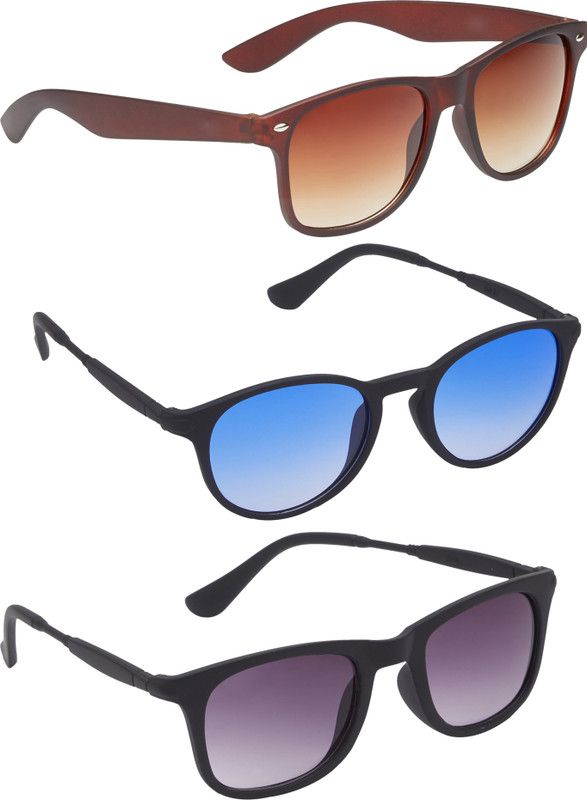 Polarized, UV Protection Wayfarer, Clubmaster, Round Sunglasses (43)  (For Men & Women, Brown)