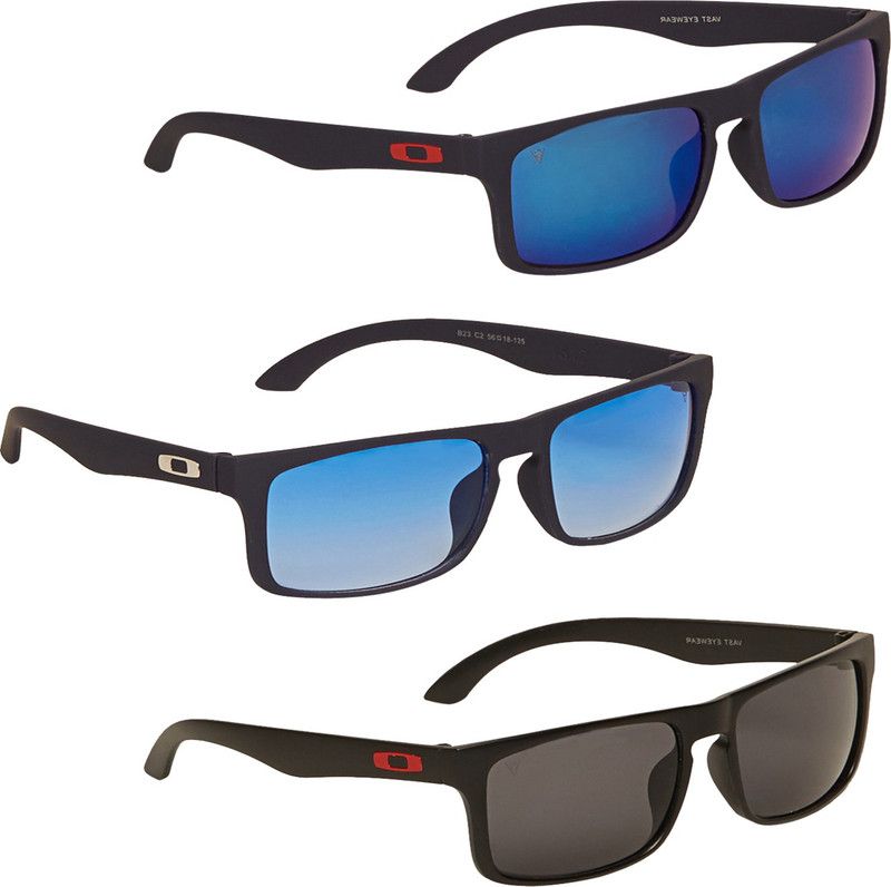 UV Protection, Gradient, Mirrored Wayfarer Sunglasses (52)  (For Men & Women, Blue, Blue, Grey)