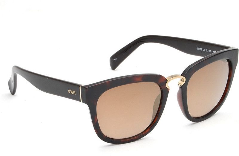 Mirrored Rectangular Sunglasses (53)  (For Women, Golden)