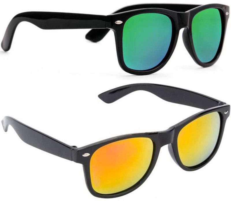 Mirrored, UV Protection Wayfarer Sunglasses (Free Size)  (For Men & Women, Yellow, Green)