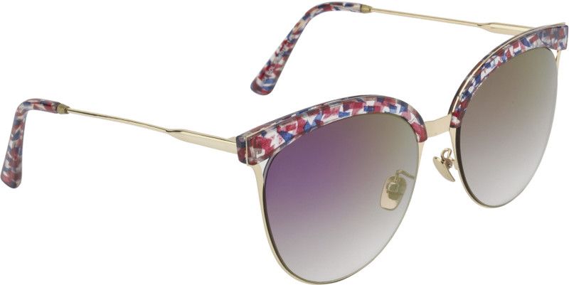 Mirrored Clubmaster Sunglasses (56)  (For Women, Grey, Violet)