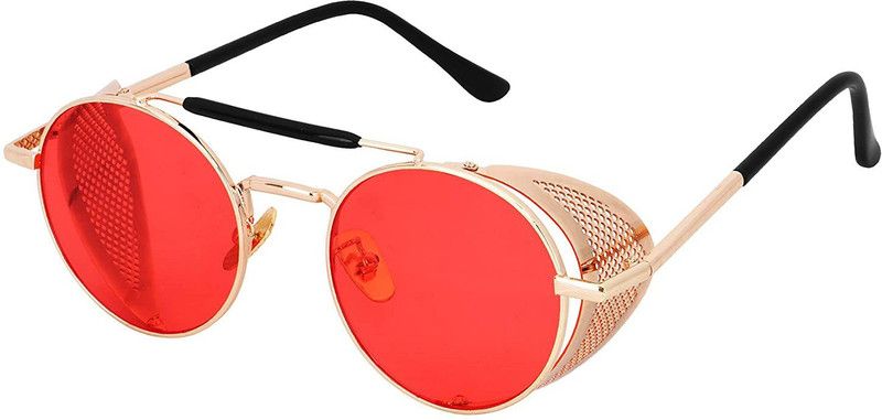 UV Protection, Polarized, Gradient, Mirrored Round Sunglasses (55)  (For Men & Women, Violet)