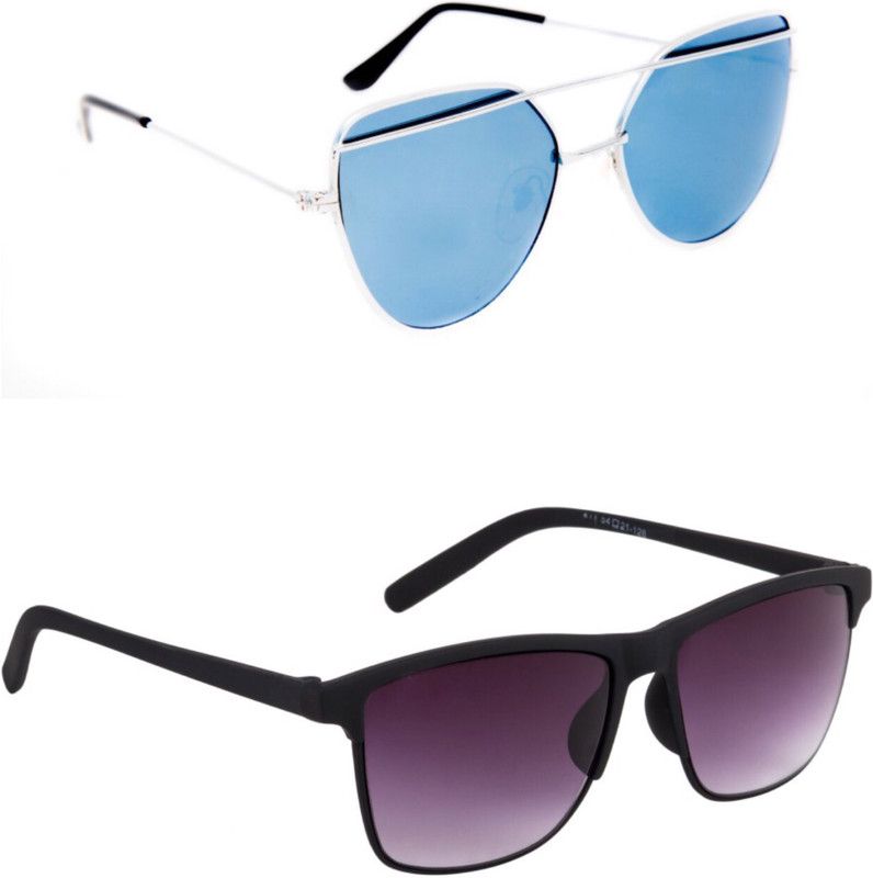 UV Protection Cat-eye, Wayfarer Sunglasses (48)  (For Boys & Girls, Black, Blue)