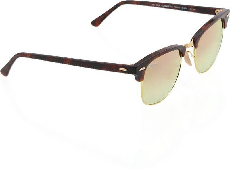 Mirrored Clubmaster Sunglasses (51)  (For Men, Pink)