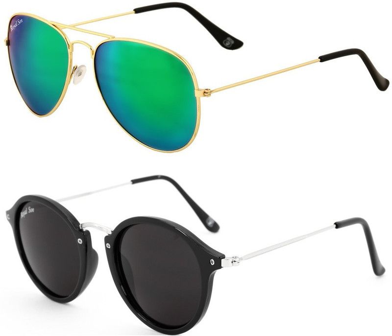 UV Protection Aviator Sunglasses (Free Size)  (For Men & Women, Green, Black)