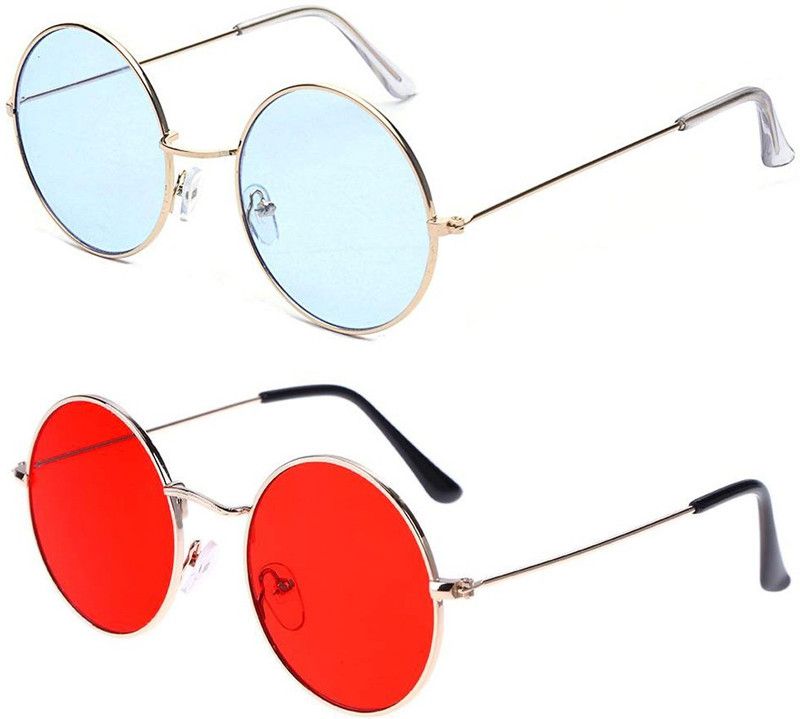 UV Protection, Mirrored Round Sunglasses (50)  (For Boys & Girls, Blue, Red)